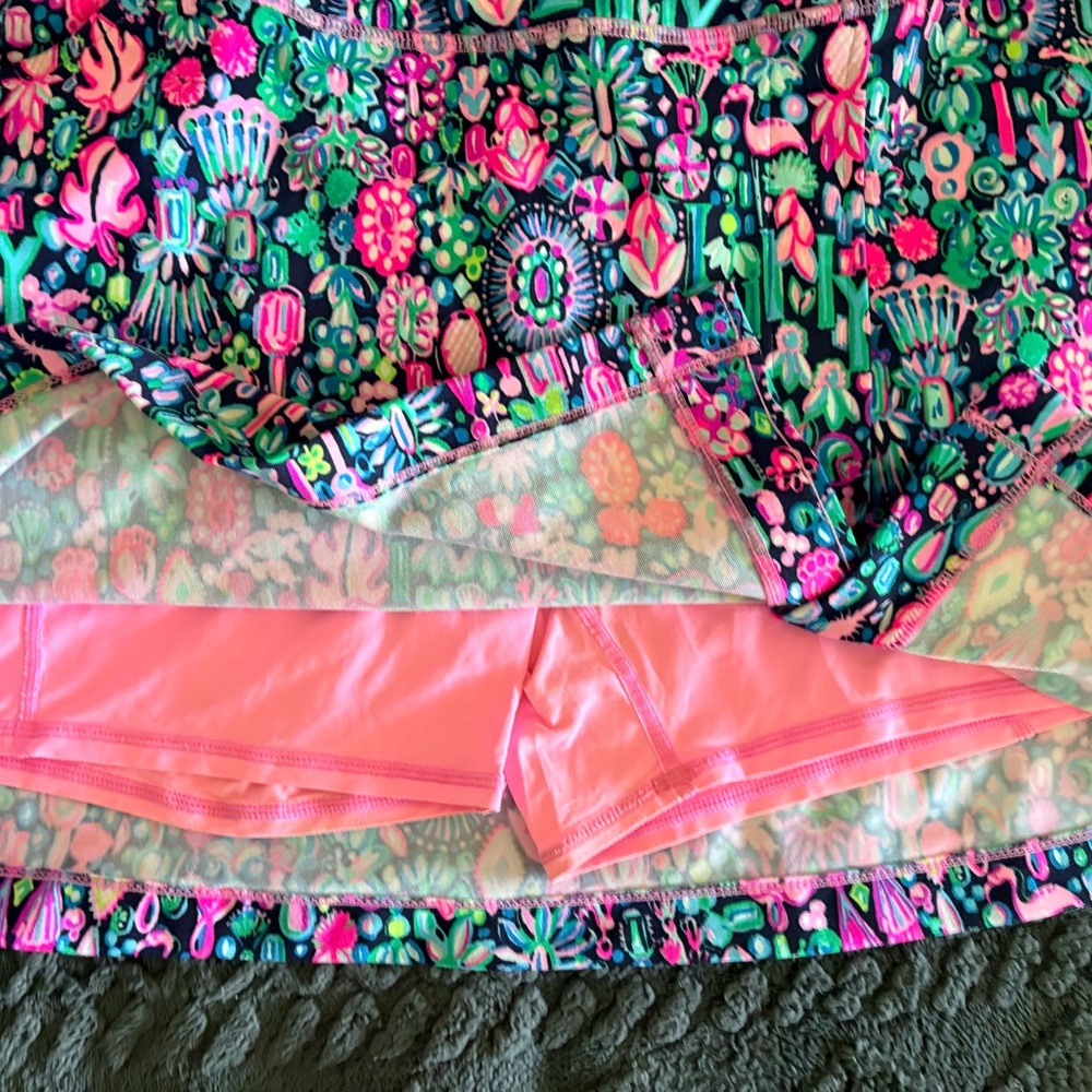 Lilly Pulitzer Floral Blue & Pink A-Line Skort - Picture 4 of 5